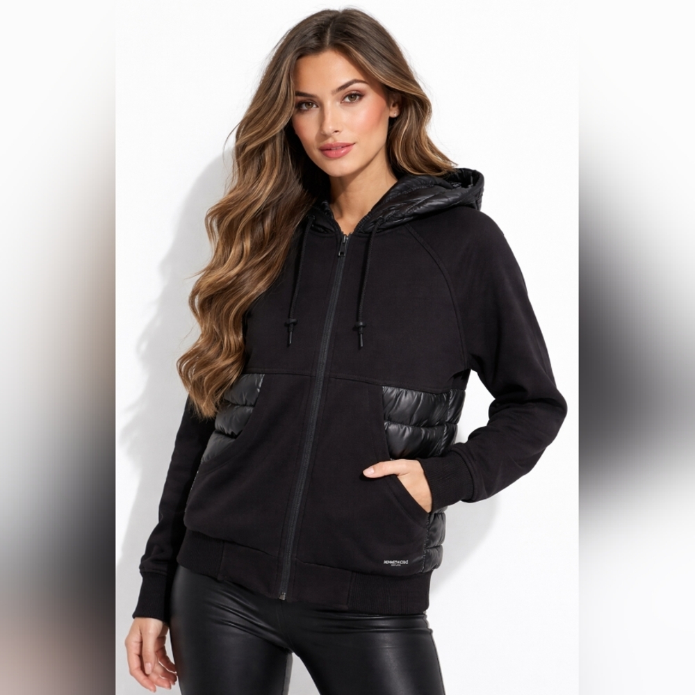 Kenneth Cole New York NWOT Black Hooded Puffer Jacket Small